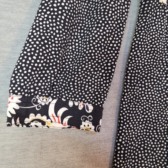 Boden Tunic Dress Womens 2 R 3/4 Sleeve Black Floral Polka Dot - Picture 6 of 16